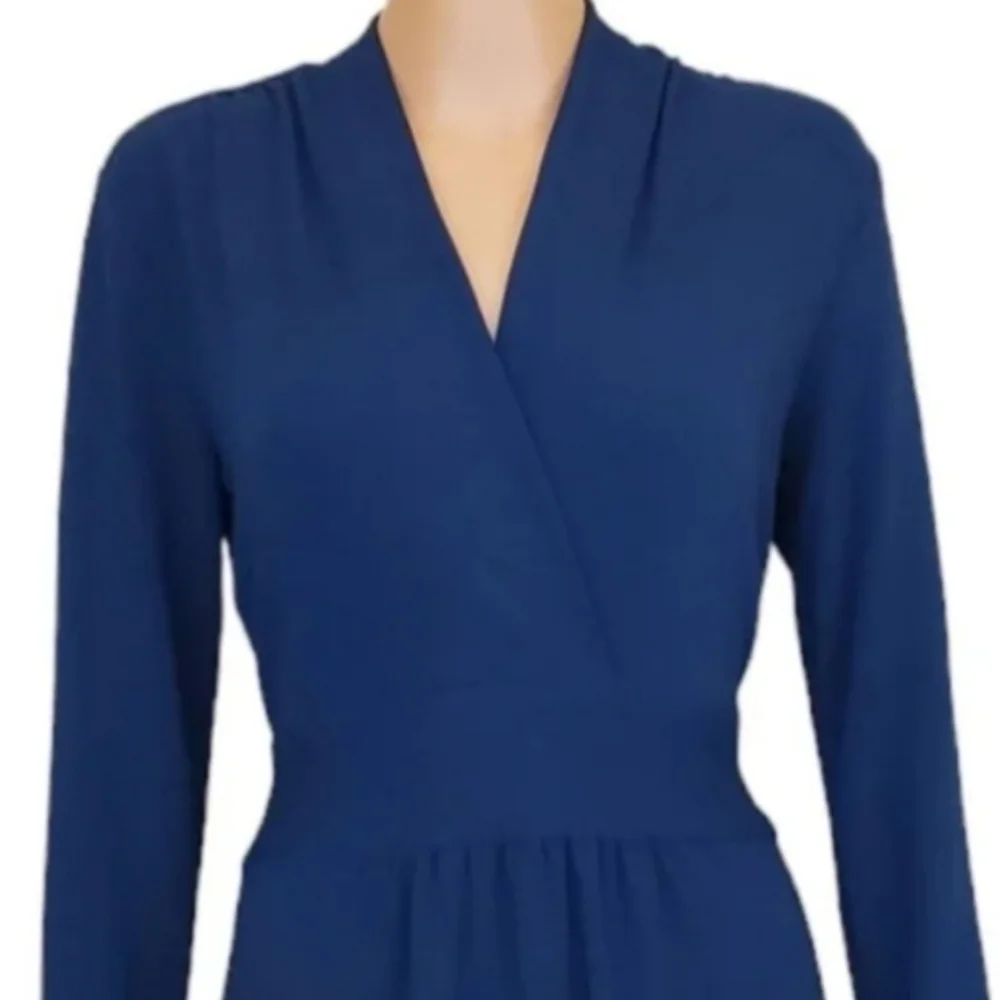 Cabi teal long sleeve v-neck dress